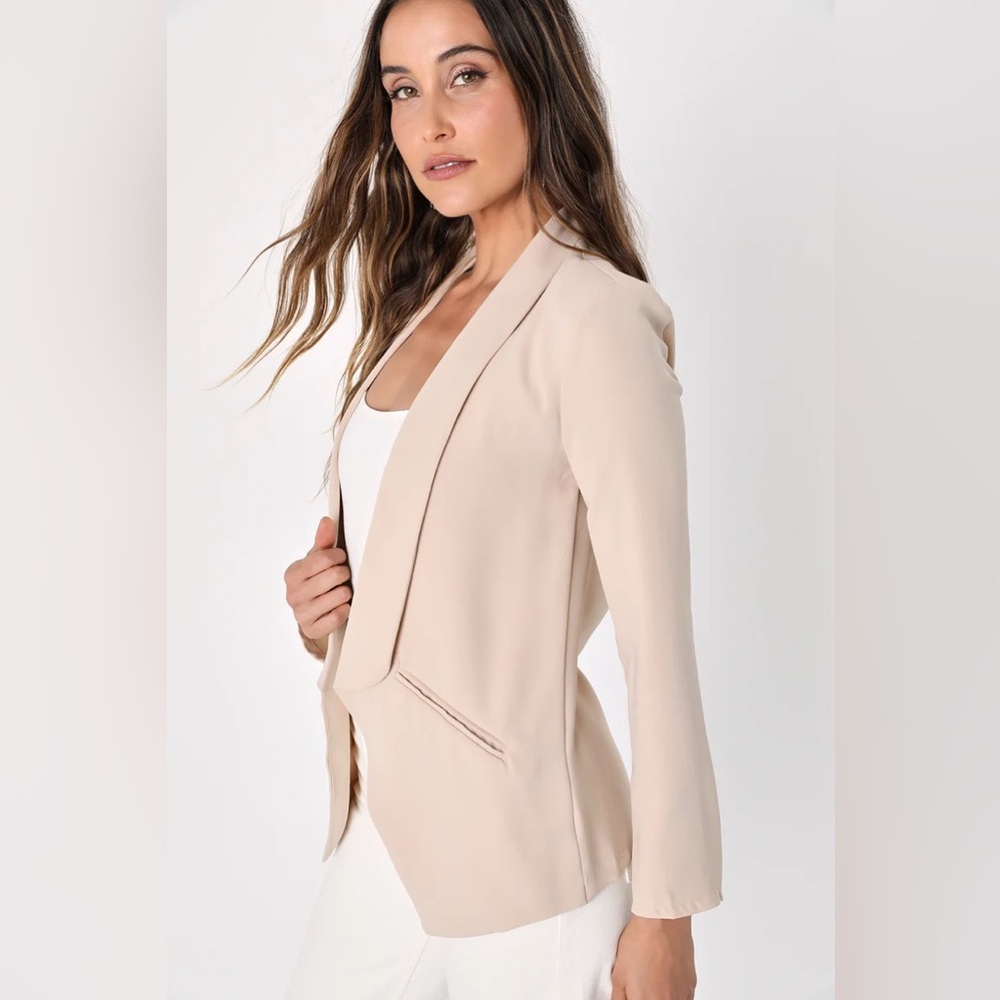 Lulus Miss Punctuality Taupe Lightweight Blazer XS